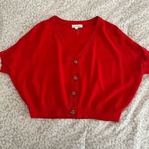 Red Button-Up Cardigan